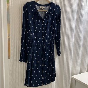 Navy and White Polka Dot Cotton Dress